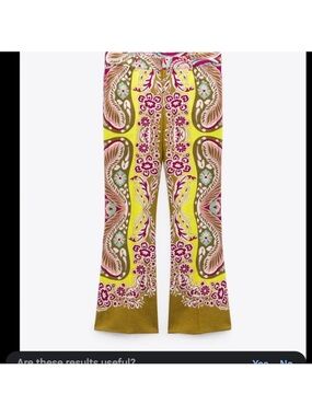 Zara Multicolor boho maximalist print linen blend pants XL
